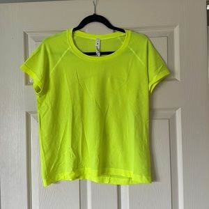 Size 14 neon yellow lulu lemon tshirt